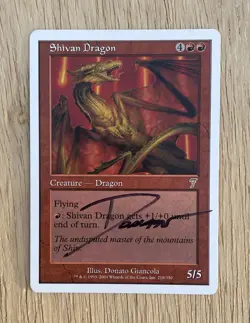 VTG MTG Shivan Dragon 7th Edition 218/350 Artist Signed Donato Giancola NM - Image 1