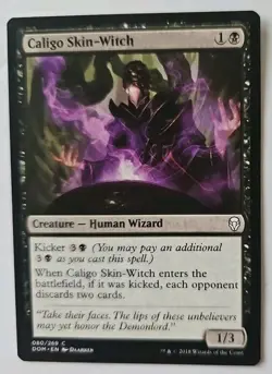 MTG Magic The Gathering Card Caligo Skin-Witch Creature Human Wizard Black DOM - Image 1