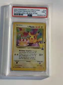 POKEMON 2021 2 Celebrations Classic Coll Black Star BIRTHDAY PIKACHU #24 PSA 9 - Image 1