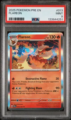 2025 POKEMON PRE EN-PRISMATIC EVOLUTIONS #013 FLAREON PSA 9 - Image 1