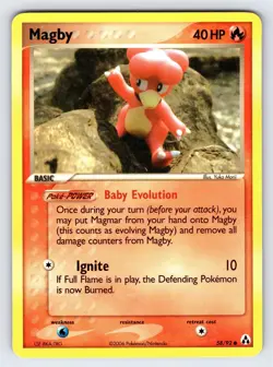 Magby 58/92 2006 EX Legend Maker Pokemon Card TCG Nintendo Yuka Morii Art Nm/Vlp - Image 1