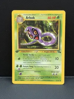 Pokemon Fossil Arbok #31/62 1st Edition Card - Image 1