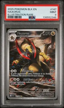 2025 POKEMON BLK EN-BLACK BOLT ILLUSTRATION RARE #147 HAXORUS PSA 9 - Image 1