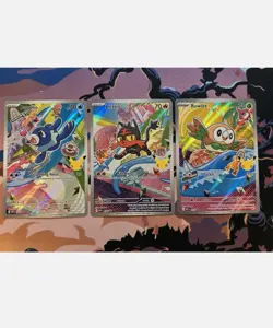 Pokemon TCG First Partner Illustration Collection Popplio 45 Litten 44 rowlet 43 - Image 1