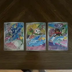 Pokemon TCG First Partner Illustration Collection Popplio 45 Litten 44 rowlet 43 - Image 1