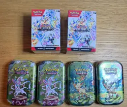 Pokemon TCG 2x Prismatic Evolutions Booster Bundle , 4x Tins New & Sealed - Image 1