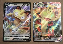 Pokemon TCG - Promo Set Meowth V SWSH004 & Meowth VMAX SWSH005 Promo Cards D - Image 1