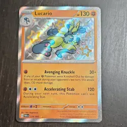 Pokemon Lucario Shiny Rare Holo 174/091 SV: Paldean Fates Stage 1 130 HP - Image 1