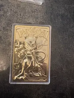 23k Gold Plated Mewtwo & Poliwhirl Pokemon Burger King 1999 Metal Trading Card - Image 2