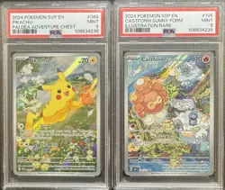 SEQUENTIAL PSA 9 PIKACHU 088 & CASTFORM SUNNY FORM SURGING SPARKS POKEMON - Image 1