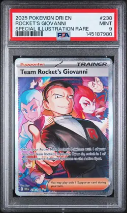 2025 POKEMON DRI EN-DESTINED RIVALS #238 TEAM ROCKET'S GIOVANNI PSA 9 - Image 1