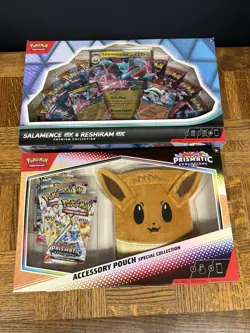POKEMON Prismatic Evolution Accessory Pouch Col. & Salamence/Reshiram Ex Box - Image 1