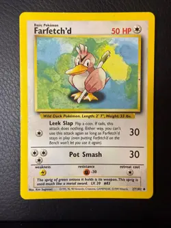 LP Base Set Unlimited Farfetch'd 27/102 Uncommon Pokemon - Image 1