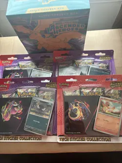 Pokemon Ascended Heroes - Lot Of 5 - 1 ETB and 4 Tech Sticker Collection New 🔥 - Image 1