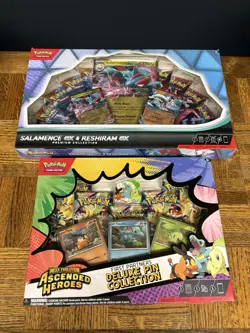 POKEMON First Partners Deluxe Pin Collection & Salamence/Reshiram Ex Box - Image 1