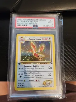 2000 Pokemon Gym Heroes Lt. Surge's Fearow Holo 1st Edition 7 PSA - Image 1