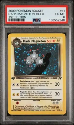 2000 POKEMON ROCKET 1ST ED #11 DARK MAGNETON-HOLO PSA 6 - Image 1