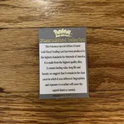 Poliwhirl Pokemon 23k Gold Plated Trading Card Burger King Promo 1999 - COA Only - Image 2