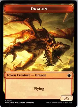 MTG Cat Beast // Dragon (0017) Double-Sided Token Foundations (FDN) T 28 // 17 N - Image 2