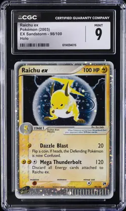 2003 POKEMON EX SANDSTORM HOLO #98 RAICHU EX CGC 9 - Image 1