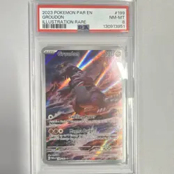 Groudon Pokemon TCG SV04 Paradox Rift 199/182 Illustration Rare Holo PSA 8 2023 - Image 1