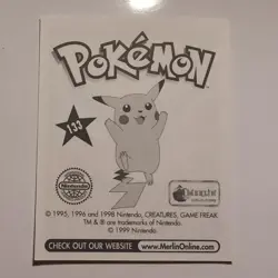 Pokemon - Eevee - Topps Merlin Sticker - Series 1 - #133/240 - 1999 - Image 2