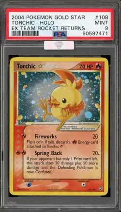 Pokemon Torchic Gold Star EX Team Rocket Returns Holo Ultra Rare #108 PSA 9 Mint - Image 1