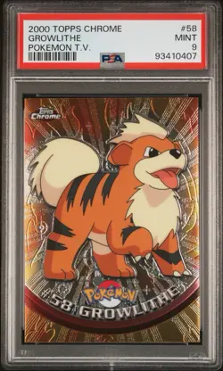 1999 Topps Pokemon T.V. Growlithe Foil PSA NM-MT 9 - Vintage Pokemon - Image 1