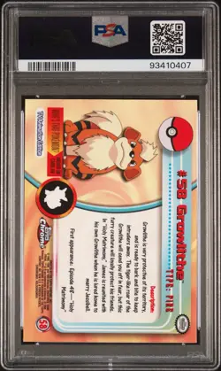 1999 Topps Pokemon T.V. Growlithe Foil PSA NM-MT 9 - Vintage Pokemon - Image 2
