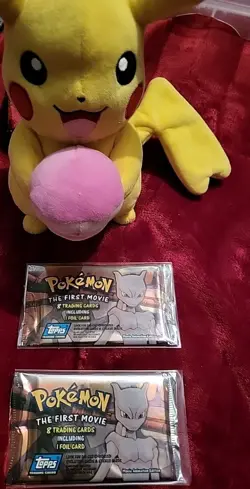 🔥Pokemon Topps The First Movie Sealed Unopened Booster Pack Blue Logo Lot of 2 - Image 1