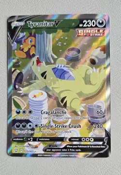 2021 POKEMON SWORD & SHIELD BATTLE STYLES #155/163 TYRANITAR V ALTERNATE ART - Image 1