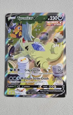 2021 POKEMON SWORD & SHIELD BATTLE STYLES #155/163 TYRANITAR V ALTERNATE ART - Image 2
