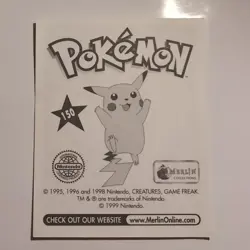 Pokemon - Mewtwo - Topps Merlin Sticker - Series 1 - #150/240 - 1999 - Image 2