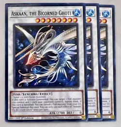 Yugioh! 3x Askaan the Bicorned Ghoti POTE-EN089 Common - 1st Ed NM - Image 1