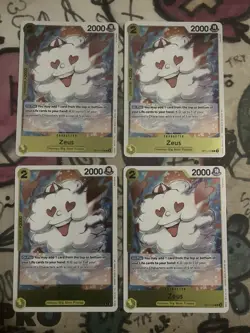 4x One Piece CCG Zeus OP11-106 R Foil A Fist of Divine Speed English PlaySet - Image 1