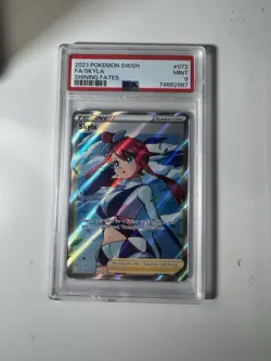 Pokemon TCG Skyla Trainer Full Art Holo Card #72/72 Shining Fates 2021 PSA 9 - Image 1