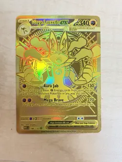 Mega Lucario Ex 188/132 Mega Evolution Gold Hyper Rare Pokemon TCG Card English - Image 1
