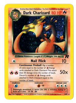 SWIRL Holo Rare 2000 Pokemon Team Rocket Dark Charizard #4/82 Card - Image 1