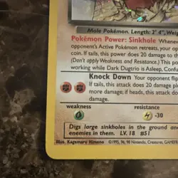 Pokemon TCG Dark Dugtrio Team Rocket 6/82 Unlimited Holo Rare 50 HP Stage 1 MINT - Image 5