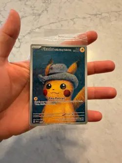 2023 Pokemon Van Gogh Pikachu Grey Felt Hat Promo SVP EN 085 Sealed - Image 1