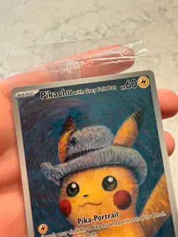 2023 Pokemon Van Gogh Pikachu Grey Felt Hat Promo SVP EN 085 Sealed - Image 4