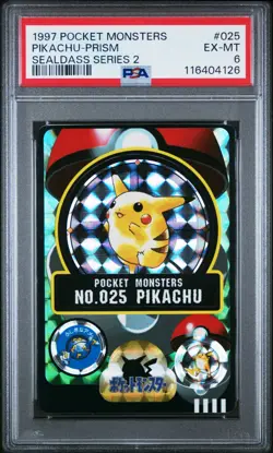 1997 POCKET MONSTERS SEALDASS SER 2 #025 PIKACHU-PRISM PSA 6 - Image 1