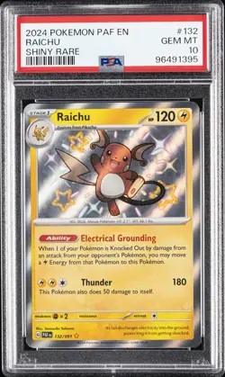 2024 POKEMON PAF EN-PALDEAN FATES SHINY RARE #132 RAICHU PSA 10 - Image 1