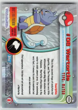 LP Wartortle #8 Topps Trading Cards Series 1 Pokemon 1999 - Image 2