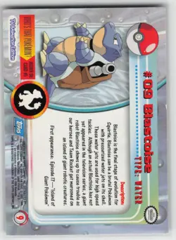 MP Blastoise #9 Topps Trading Cards Series 1 Pokemon 1999 - Image 2