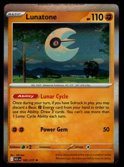 Lunatone 105/217 Ascended Heroes, Pokemon TCG, MIS-CUT ERROR Holo Adjacent Card - Image 1