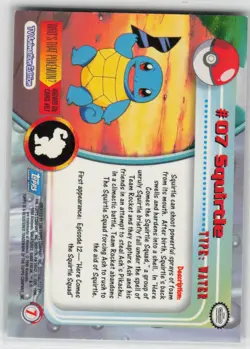 LP Squirtle #7 Topps Trading Cards Series 1 Pokemon 1999 - Image 2