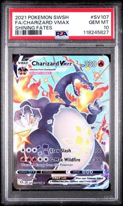 PSA 10 GEM MINT Charizard VMax Shining Fates SV107/SV122 Pokemon Card - Image 1