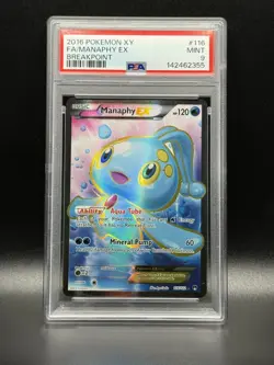 PSA 9 MINT Manaphy EX 116 XY Breakpoint Full Art Pokemon Card - Image 1