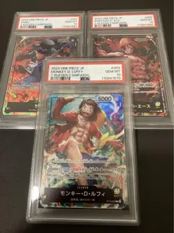 One Piece Card Game 7-Eleven Promo Luffy Ace Sabo 3 Card PSA 10 - Image 1